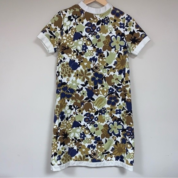 Vintage 60s 70s Flower Groovy GoGo Mod Retro Hippie Dress Women’s 8-10 Custom